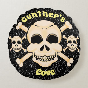 Coussin rond du crâne et des os croisés