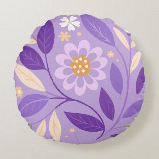 Coussin rond du jardin fleuri violet