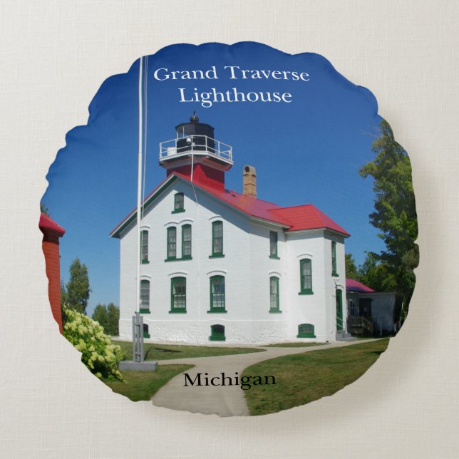 Coussin rond du phare de Grand Traverse (Devant)