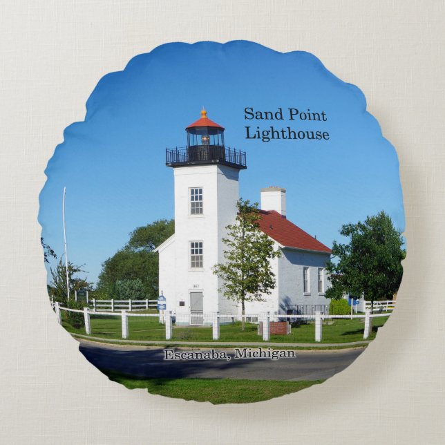 Coussin rond du phare de Sand Point (Devant)