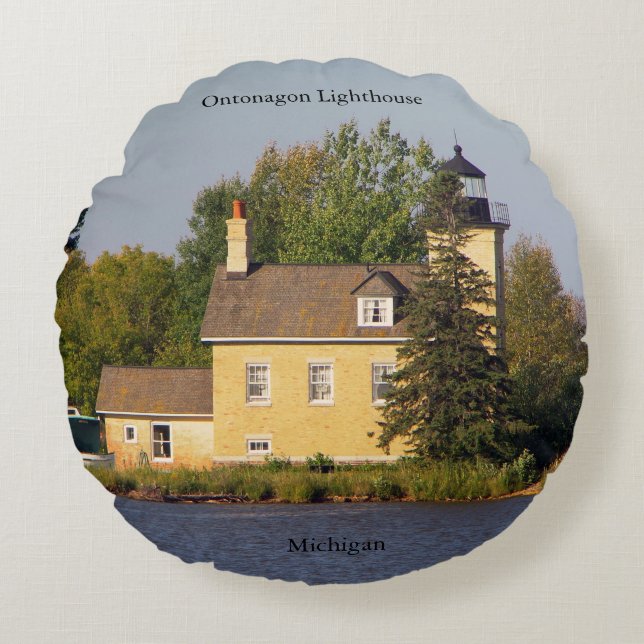 Coussin rond du phare d'Ontonagon (Devant)