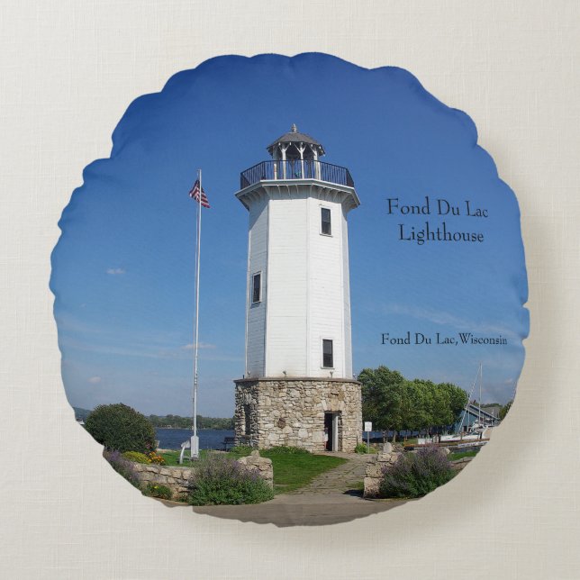 Coussin rond du phare Fond Du Lac (Devant)