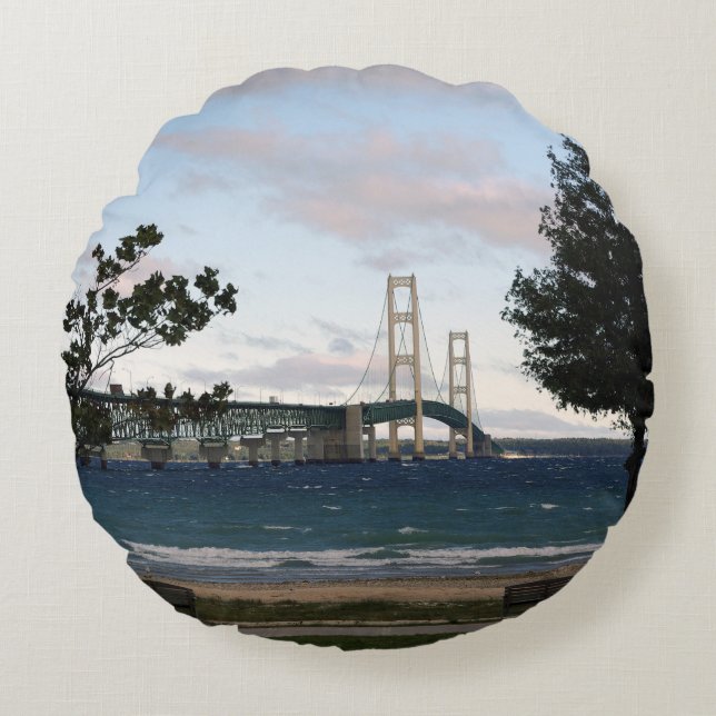 Coussin rond du pont Mackinac (Devant)
