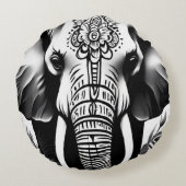 Coussin rond éléphant noir et blanc (Dos)