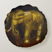 Coussin rond Eléphant Or