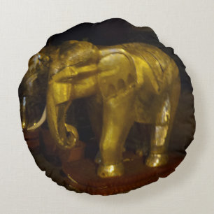 Coussin rond Eléphant Or
