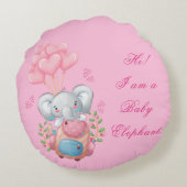 Coussin rond Eléphant rose mignon (Dos)