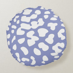 Coussin rond Empreinte de léopard violet et blanc