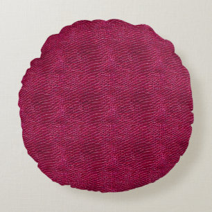 Coussin rond en cuir Faux Raspberry