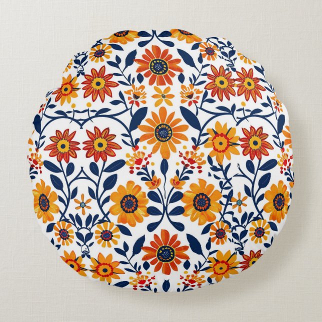 Coussin rond en fleur (Devant)