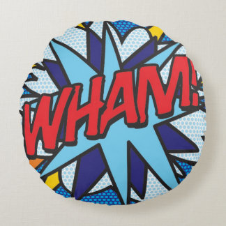Coussin rond en forme de Comic Book WHAM!