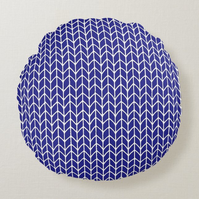 COUSSIN ROND EN MAILLE BLEU ROYAL (Devant)