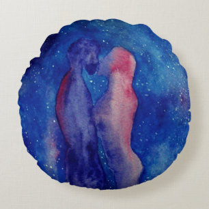 Coussin rond en polyester brossé Kiss