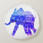 Coussin rond en polyester brossé Mandala Eléphant (Dos)