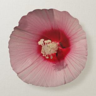 Coussin rond en polyester brossé rose Fleur rose