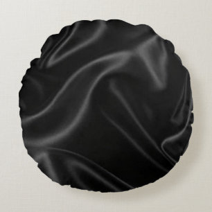 Coussin rond en soie satinée noire