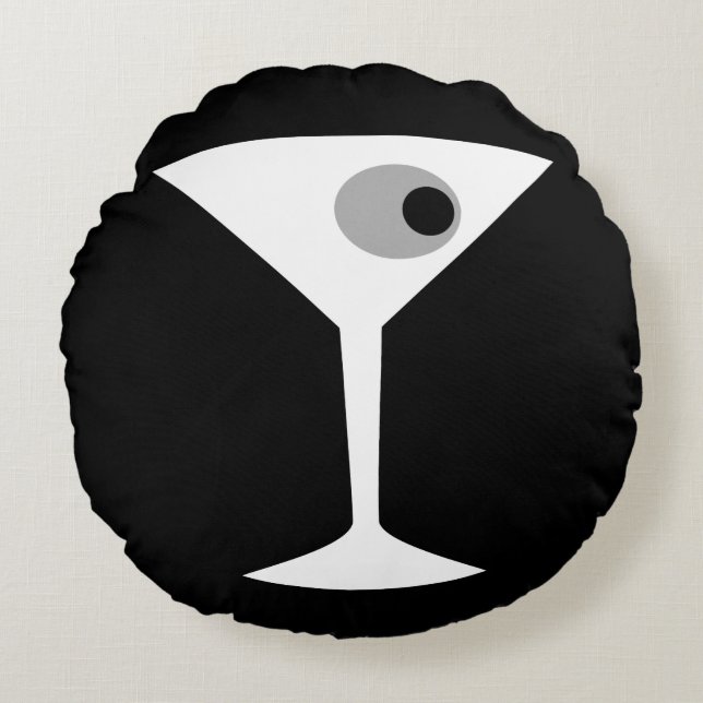 Coussin rond en verre Noir de Martini de film (Devant)