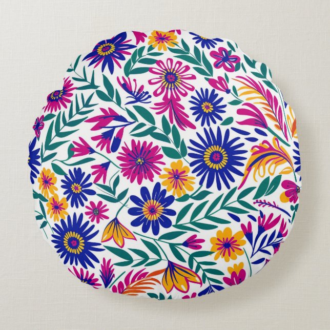 Coussin rond esthétique en fleur douce (Devant)
