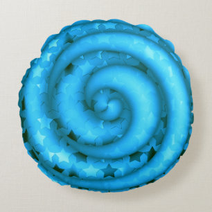 Coussin rond étoile bleu clair torsadée