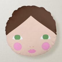 Coussin rond face de poupée papier