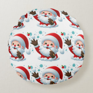 Coussin rond Festive Père Noël en plein air