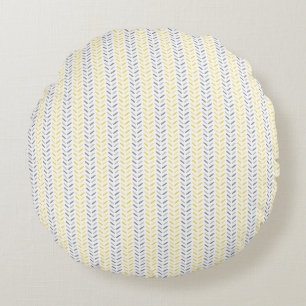 Coussin rond Feuille Motif jaune et gris