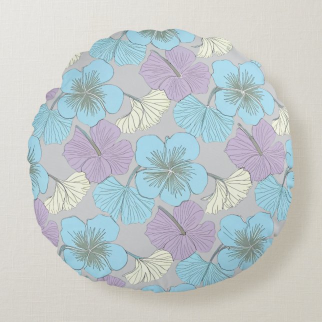 « Coussin rond floral pastel » (Devant)