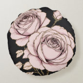 Coussin Rond Floral Rose Poudré (Dos)