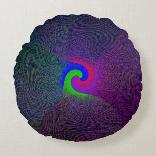 Coussin rond géométrique à centre fusionné coloré (Devant)