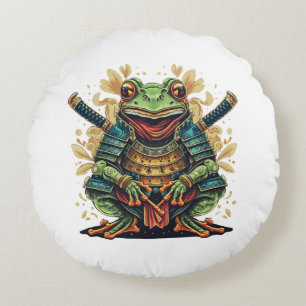 Coussin Rond Guerrier Samouraï Grenouille