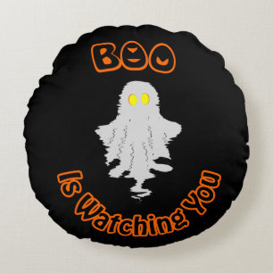 Coussin rond Halloween   Boo Vous Regarde