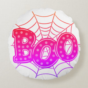 Coussin rond Halloween rose et preppy