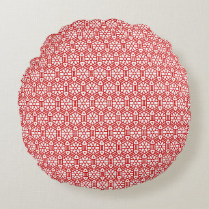 Coussin rond - Hexagon et Bars en Rouge
