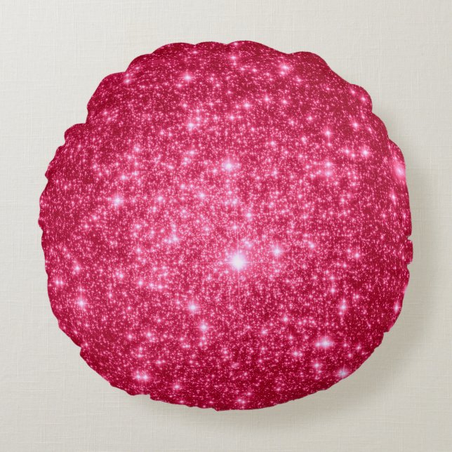 Coussin rond Hot Rose Stars (Devant)