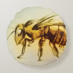 Coussin rond illustré coloré - Bee