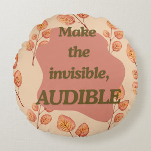 Coussin rond jeté avec citation motivationnelle d'