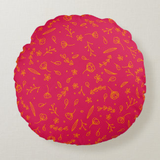 Coussin rond joyeux avec motif botanique