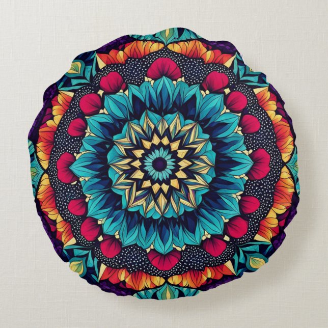 Coussin rond kaléidoscope à bijoux en fusion (Dos)