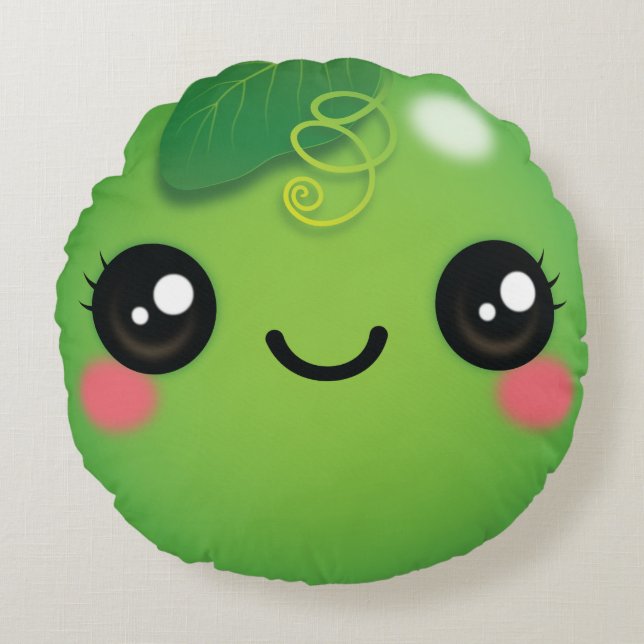 Coussin rond Kawaii Pea (Devant)