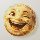 Coussin rond lune souriante clin d'œil (Dos)