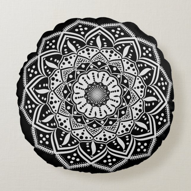Coussin rond mandala (Devant)