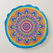Coussin rond Mandala pyschedelic coton. (Dos)