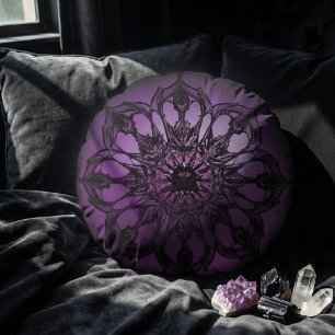 Coussin rond mandala violet enchanté