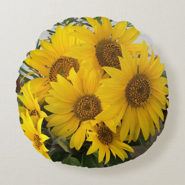 coussin rond marguerite jaune (Devant)