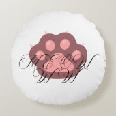 Coussin rond « Meow » empreinte de patte de chat | (Devant)