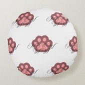 Coussin rond « Meow » empreinte de patte de chat | (Dos)