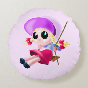 Coussin rond mignon pour fille