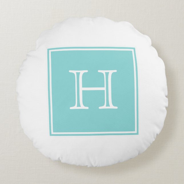Coussin rond Monogram Carré Turquoise (Devant)