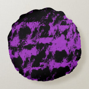 Coussin rond noir violet