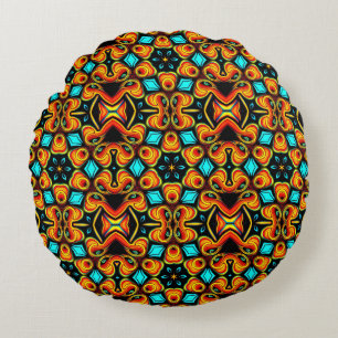 Coussin rond orange et rouge
